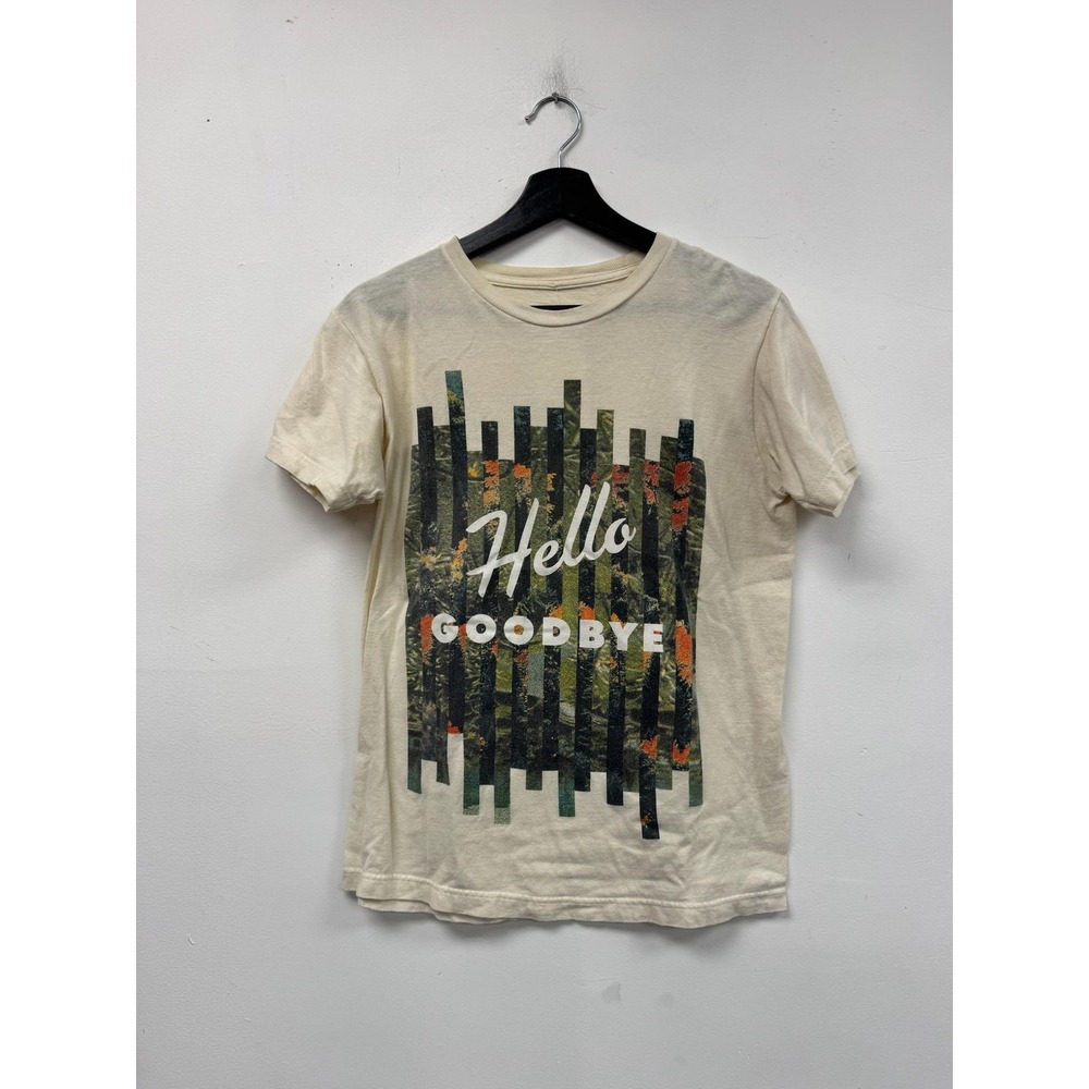 Hello Goodbye Band Shirt Mens Small White Nature Crewneck Short Sleeve Tee